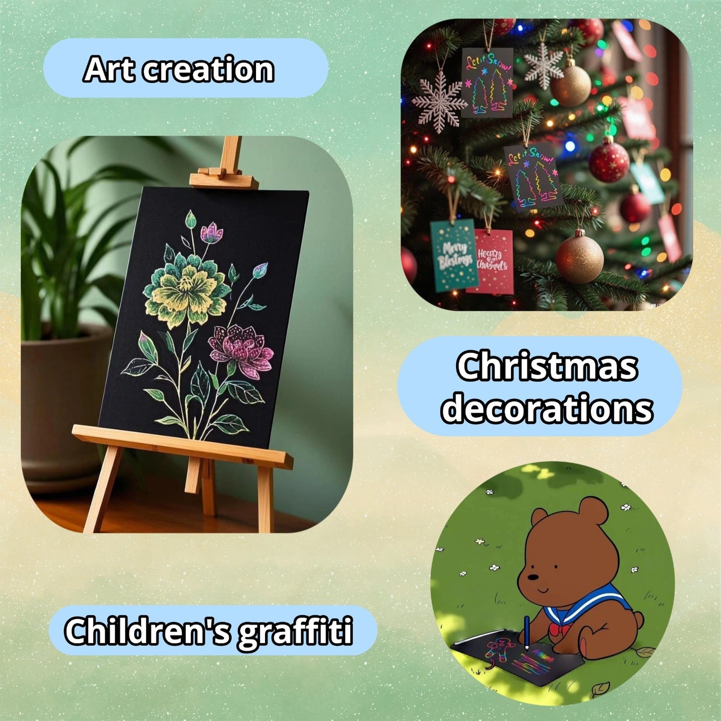 wiwbbitl Rainbow Scratch Paper Bulk - 100 Rainbow Scratch Art Sheets(5"x7.3") with 26 Bamboo Stylus Pens - Mess Free Arts for Kids and Crafts Supplies for Classroom, Party, Travel, Stress Relief