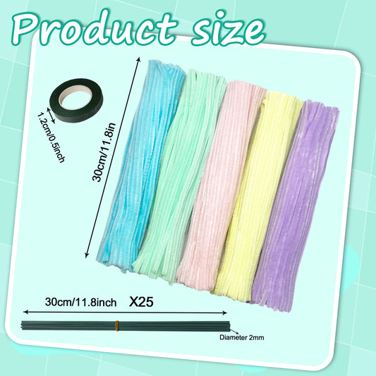526 Pcs Chenille Stems Pipe Cleaners – Color Scheme of Macaron - Series Handcrafted Flowers, 12 Inch, Craft Supplies for DIY Art Projects, Kids Crafts, Floral Decoration, Classroom Use