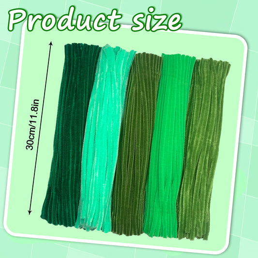500pcs Pipe Cleaners (Chenille Stems) - 5 Vibrant Green Shades, 6mm x 12in | Flexible & Bendable Craft Stems for DIY Arts, Floral Arrangements, Kids Crafts, Classroom Projects & Bouquets