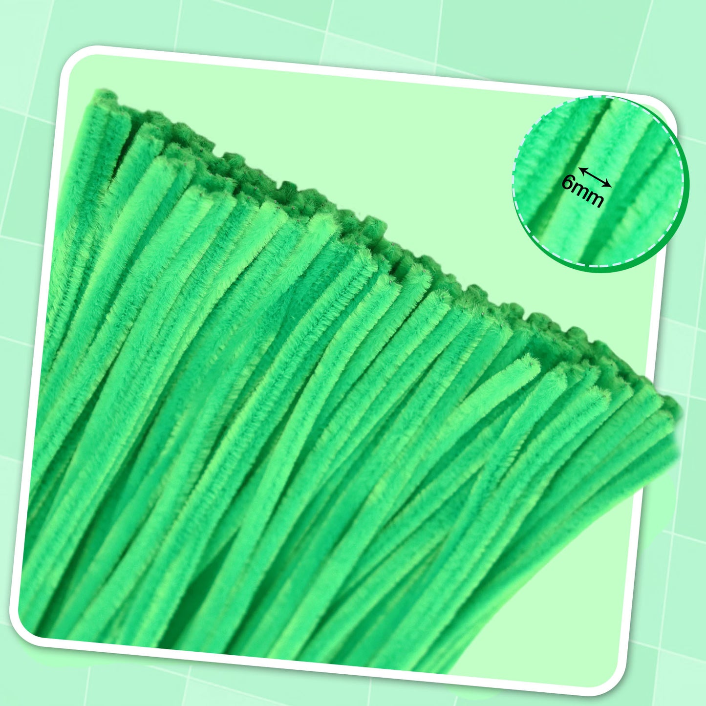 500pcs Pipe Cleaners (Chenille Stems) - 5 Vibrant Green Shades, 6mm x 12in | Flexible & Bendable Craft Stems for DIY Arts, Floral Arrangements, Kids Crafts, Classroom Projects & Bouquets