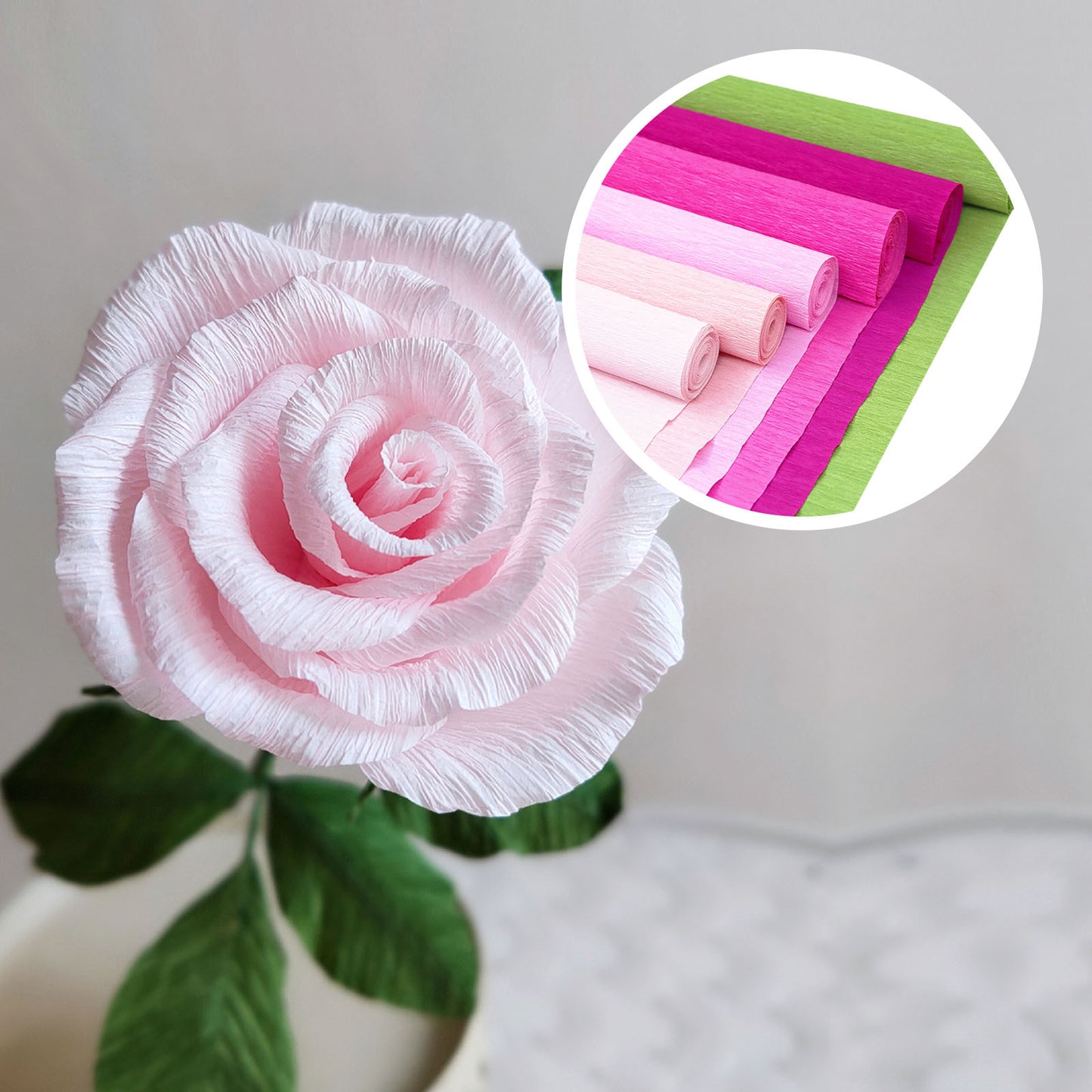 wiwbbitl Crepe Paper Flowers DIY Craft Kit - 6 Rolls (10" x8') Fade-Proof for Wedding Centerpieces & Party Decorations, Includes Floral Wires & Tape, Family Art Supplies