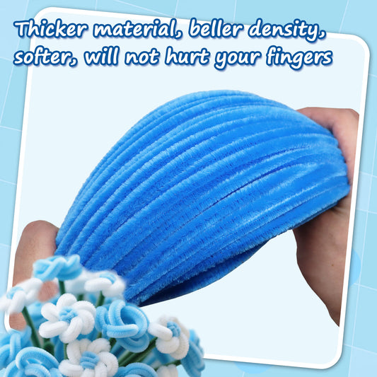 526 Pcs Chenille Stems Pipe Cleaners – Color Scheme of Blue-Series Handcrafted Flowers, 12 Inch, Craft Supplies for DIY Art Projects, Kids Crafts, Floral Decoration,Classroom Use