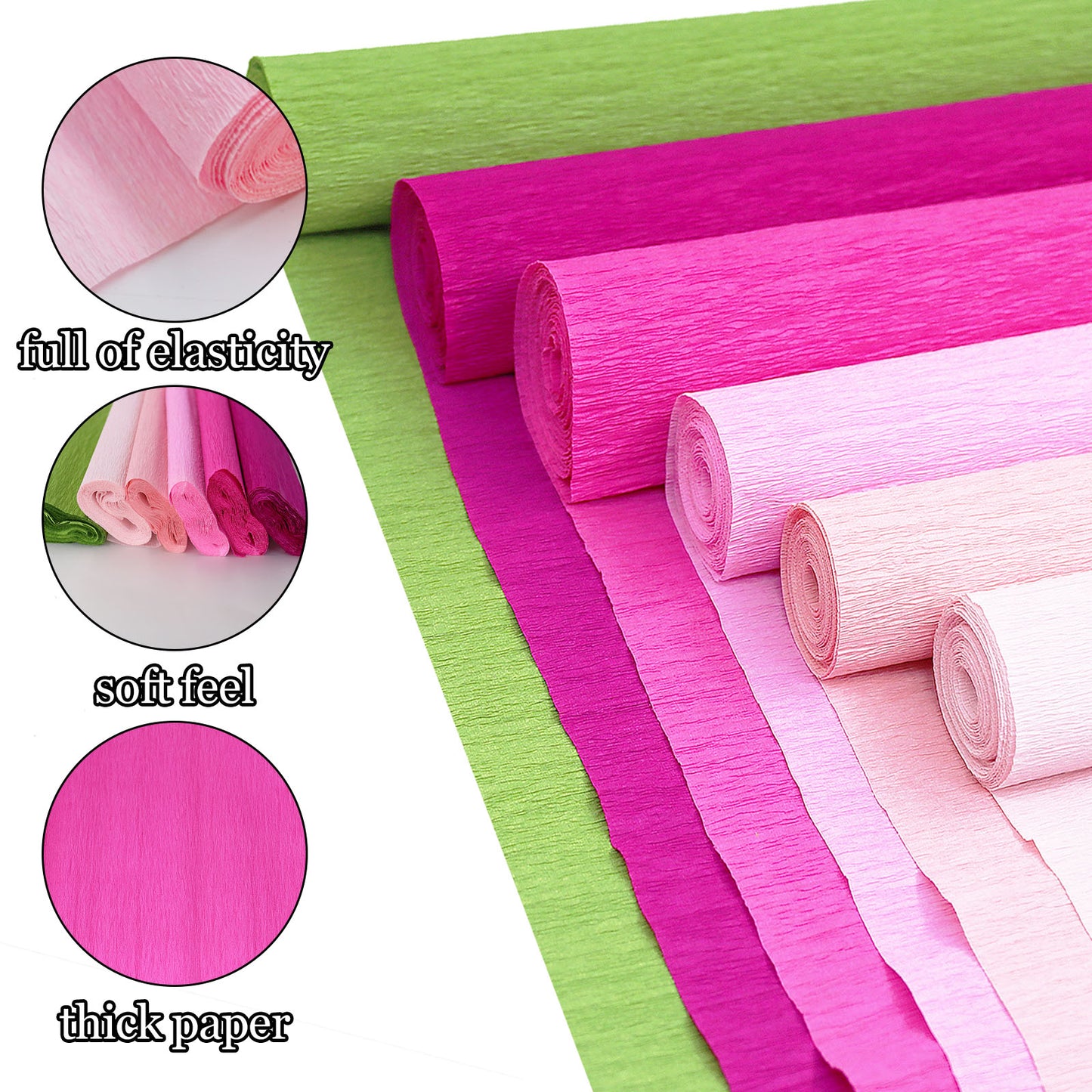 wiwbbitl Crepe Paper Flowers DIY Craft Kit - 6 Rolls (10" x8') Fade-Proof for Wedding Centerpieces & Party Decorations, Includes Floral Wires & Tape, Family Art Supplies