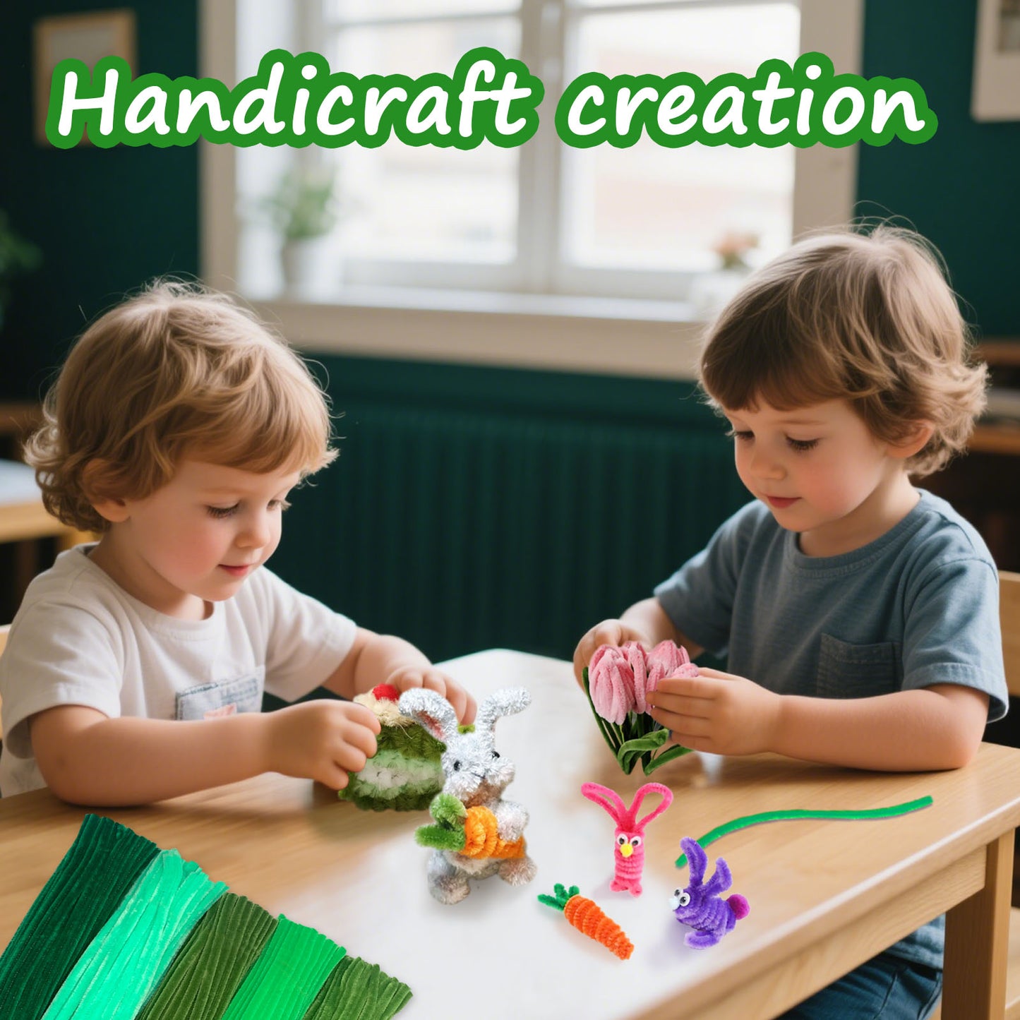 500pcs Pipe Cleaners (Chenille Stems) - 5 Vibrant Green Shades, 6mm x 12in | Flexible & Bendable Craft Stems for DIY Arts, Floral Arrangements, Kids Crafts, Classroom Projects & Bouquets